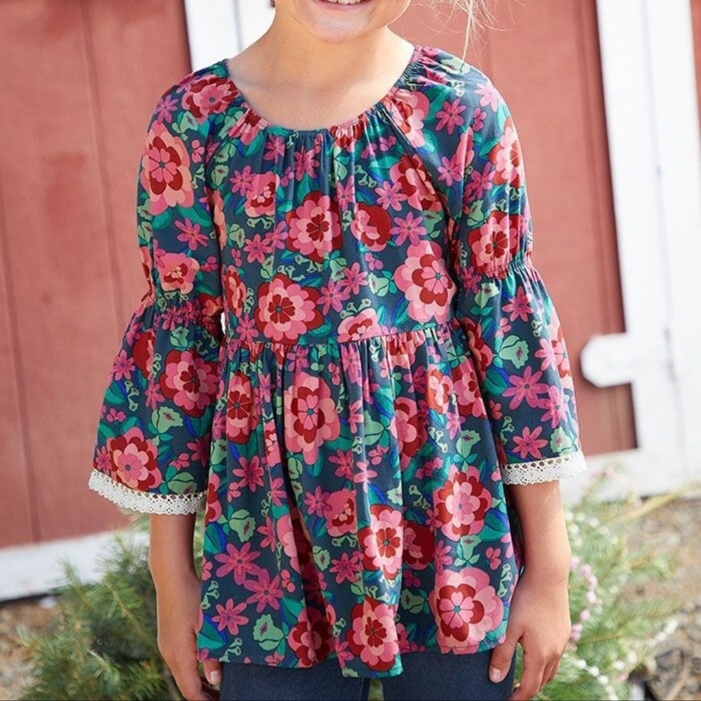 Matilda Jane Moment With You Poinsettia Floral Kids Blouse, 6Y (V2)